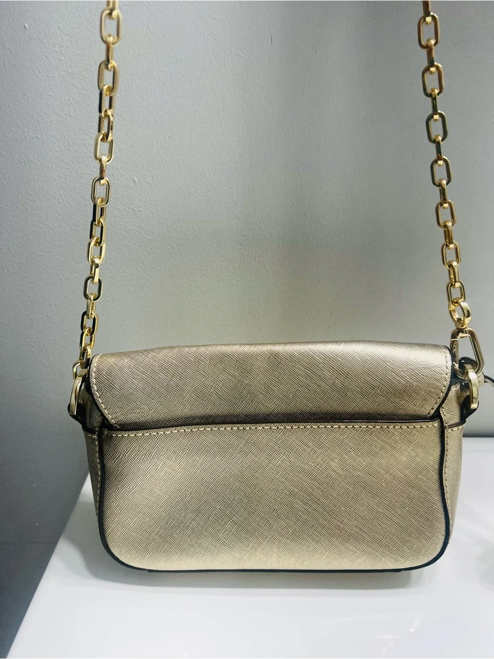 Tory Burch Metallic Champagne Gold Crossbody Bag